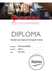 DIPLOMA-ZhiYong Dai shaft alignment CERTIFICATE